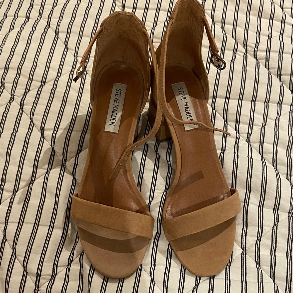 Steve Madden Beige Ankle Strap Heels